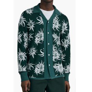 rag & bone Men's Lorne Floral Knit Button-Down Shirt Sweater, Green (S)